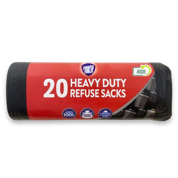 Powerforce Heavy Duty Refuse Sacks 100l 20 Pack